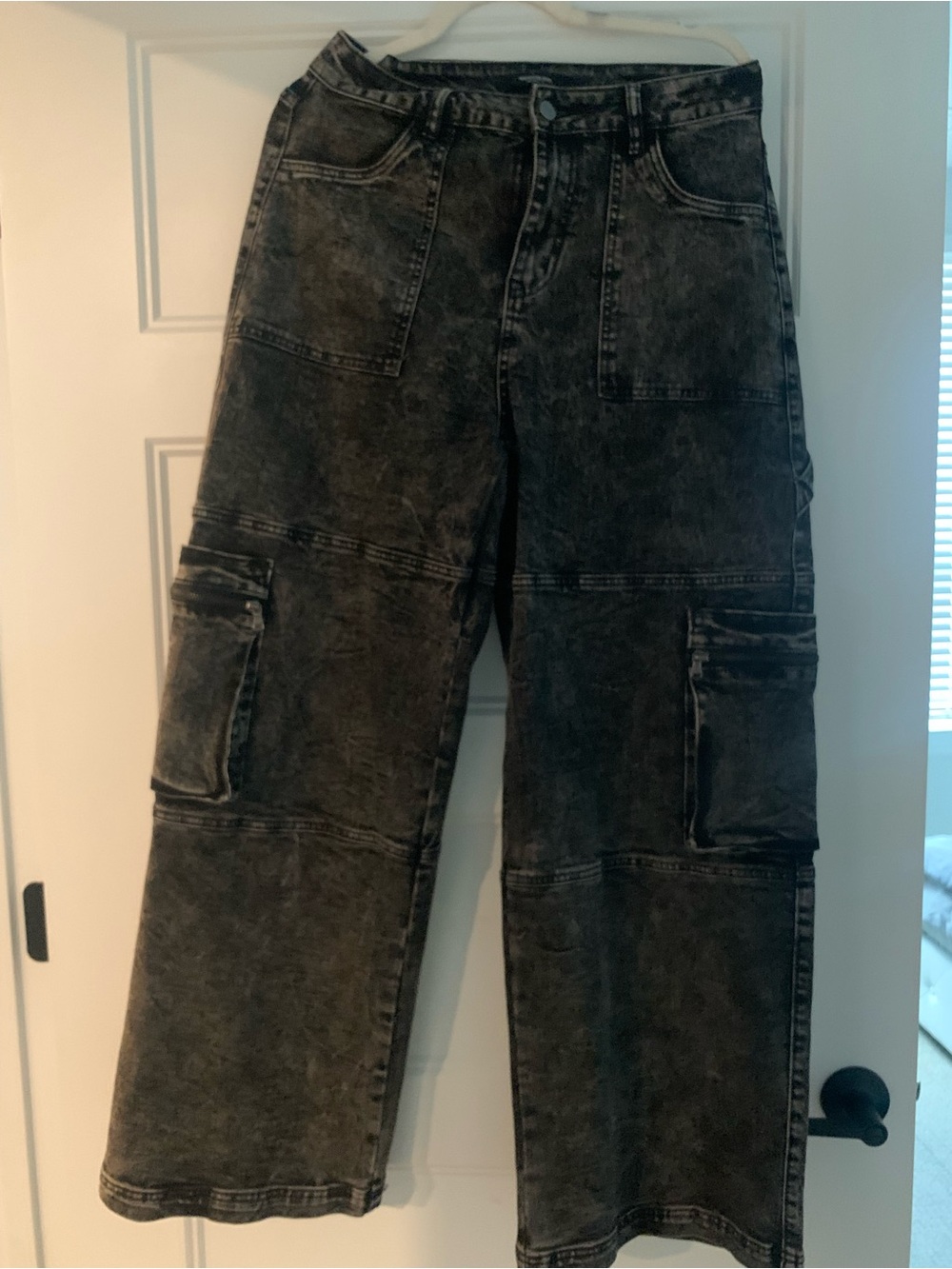 Black Washed Cargo Pants